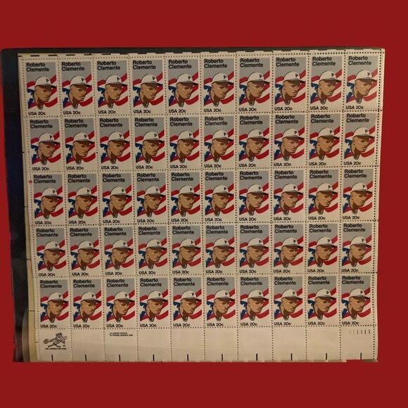 MNH 1984 Roberto Clemente 50 20c Sheet of Stamps - Picture 2 of 2
